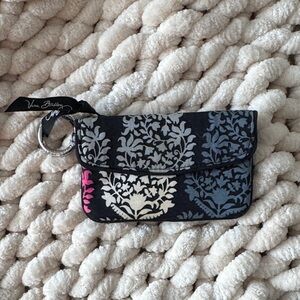 Vera Bradley Black and Blue Floral Wristlet